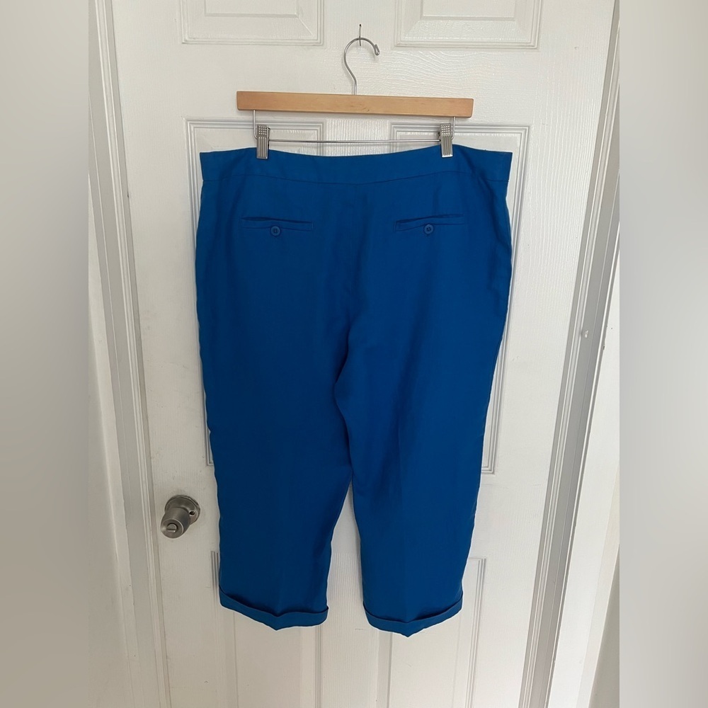 Ellen Tracy 100% Linen Cropped Straight Leg Pants Sz 14 Casual Lagenlook Resort - Picture 2 of 8